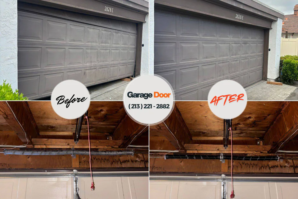 Before and after: garage door repair Hope Valley, RI